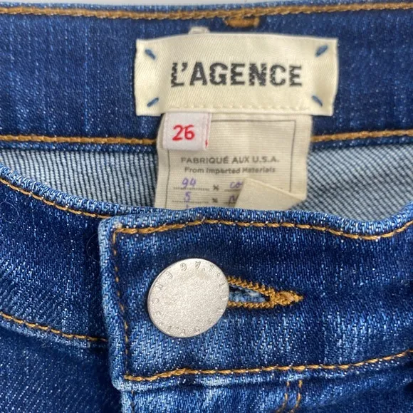L’Agence Shane Distressed Slouchy Straight Jeans High Rise Medium Wash Size 26