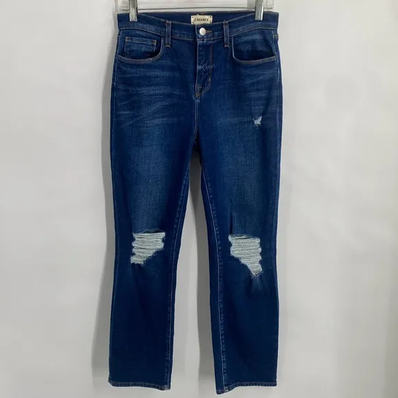L’Agence Shane Distressed Slouchy Straight Jeans High Rise Medium Wash Size 26