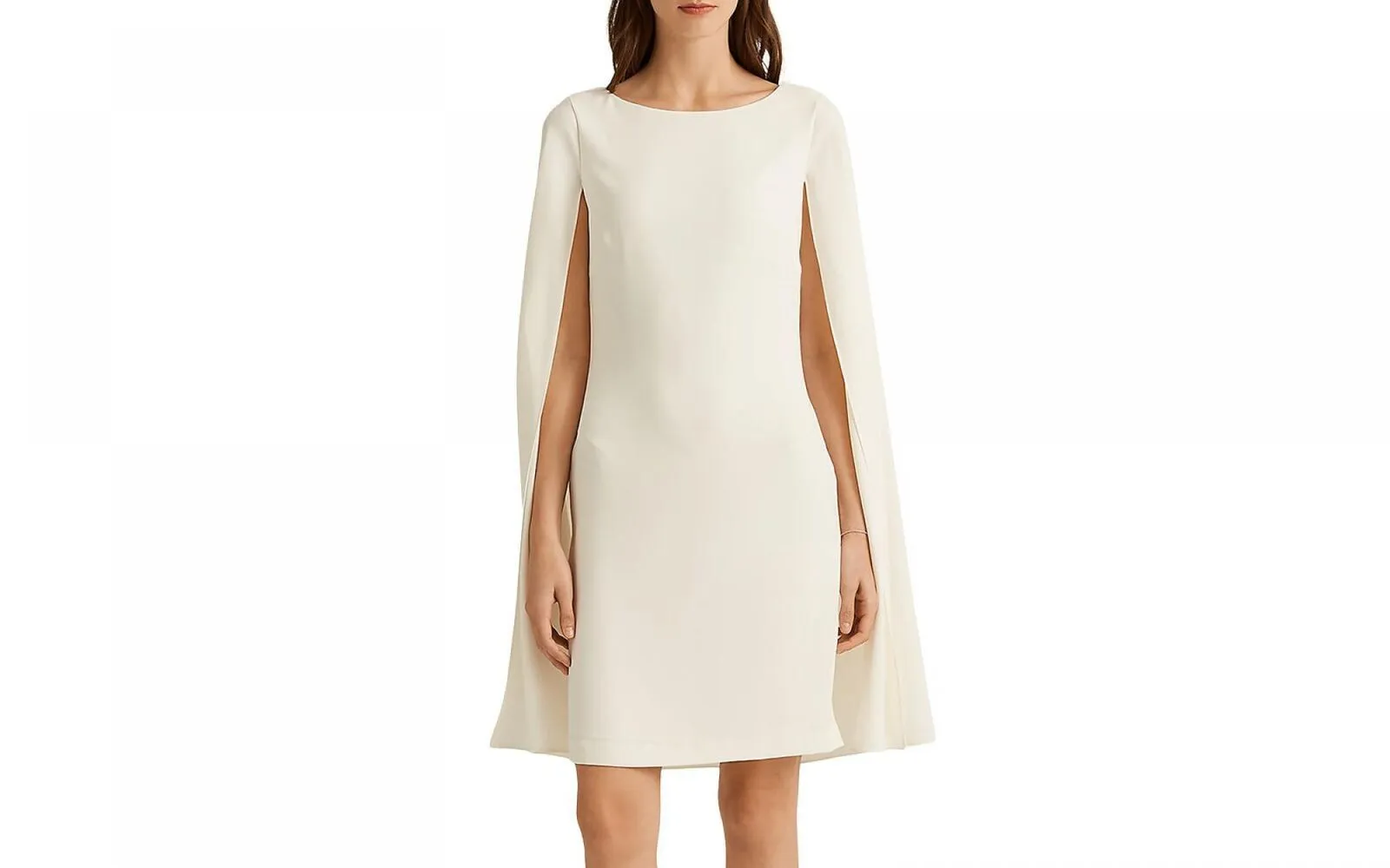 Lauren Ralph Lauren Womens Cape Georgette Cocktail Dress Cream Off White 4
