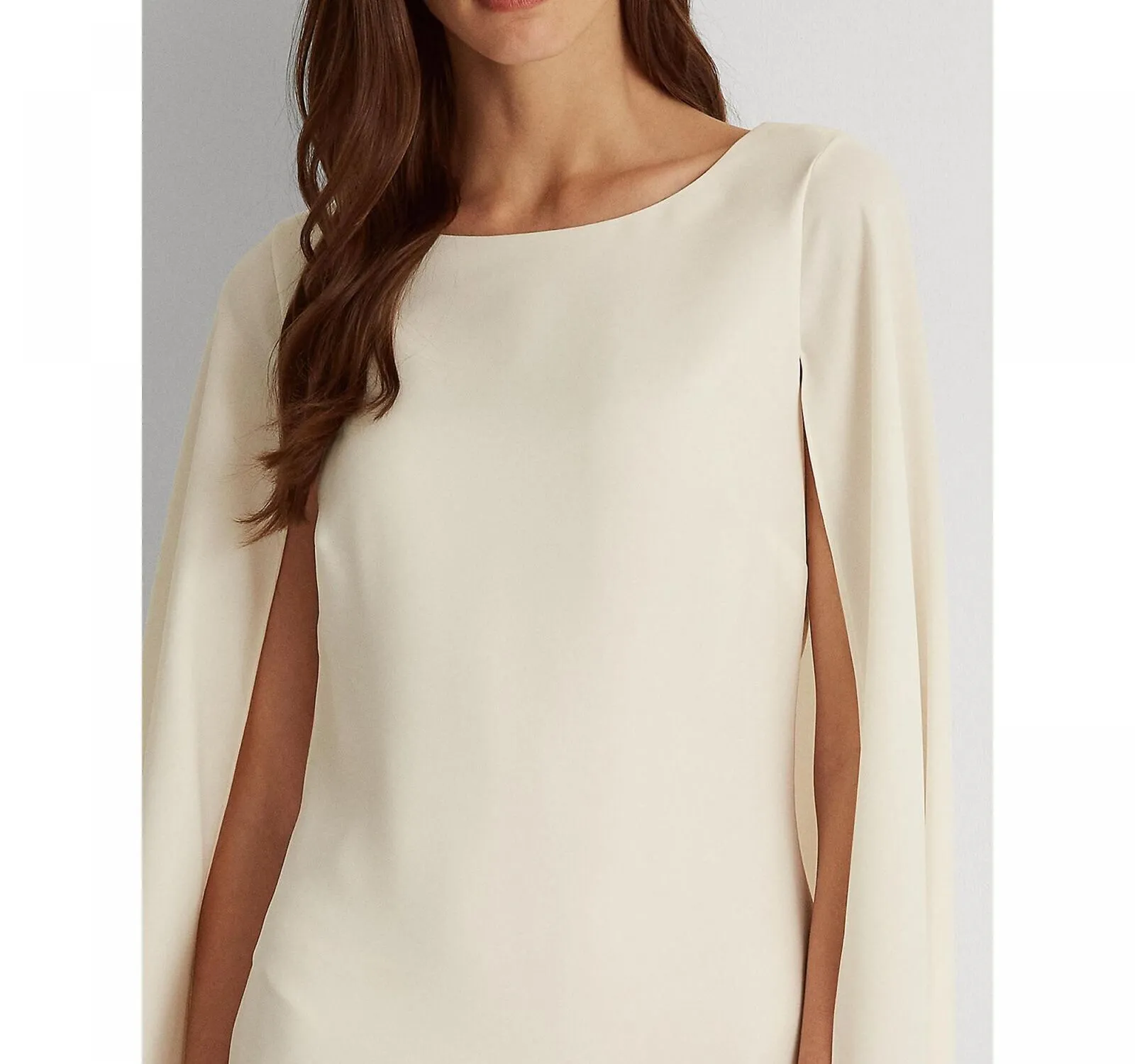 Lauren Ralph Lauren Womens Cape Georgette Cocktail Dress Cream Off White 4