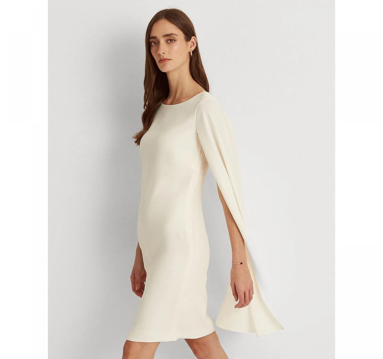 Lauren Ralph Lauren Womens Cape Georgette Cocktail Dress Cream Off White 4