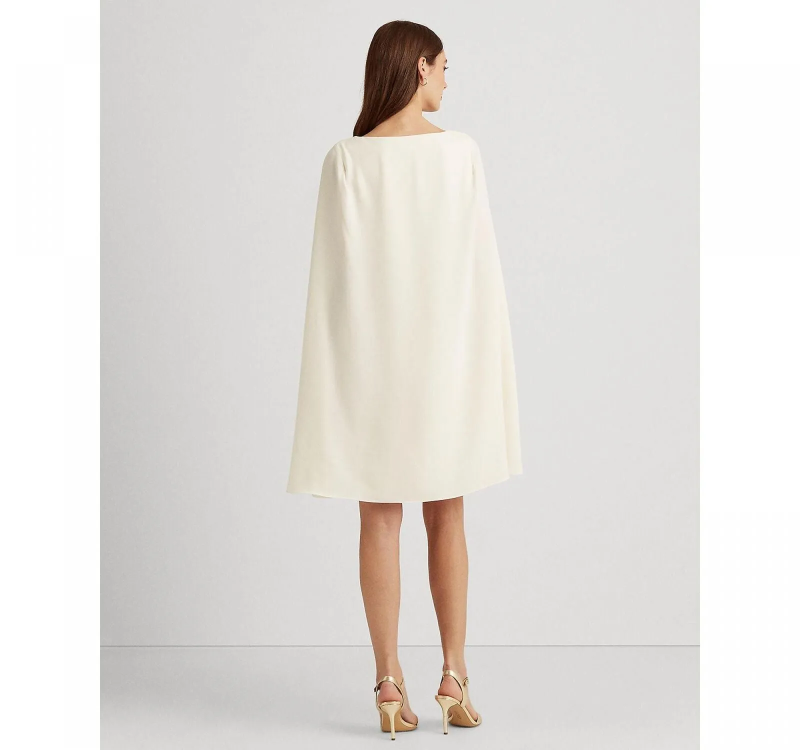 Lauren Ralph Lauren Womens Cape Georgette Cocktail Dress Cream Off White 4