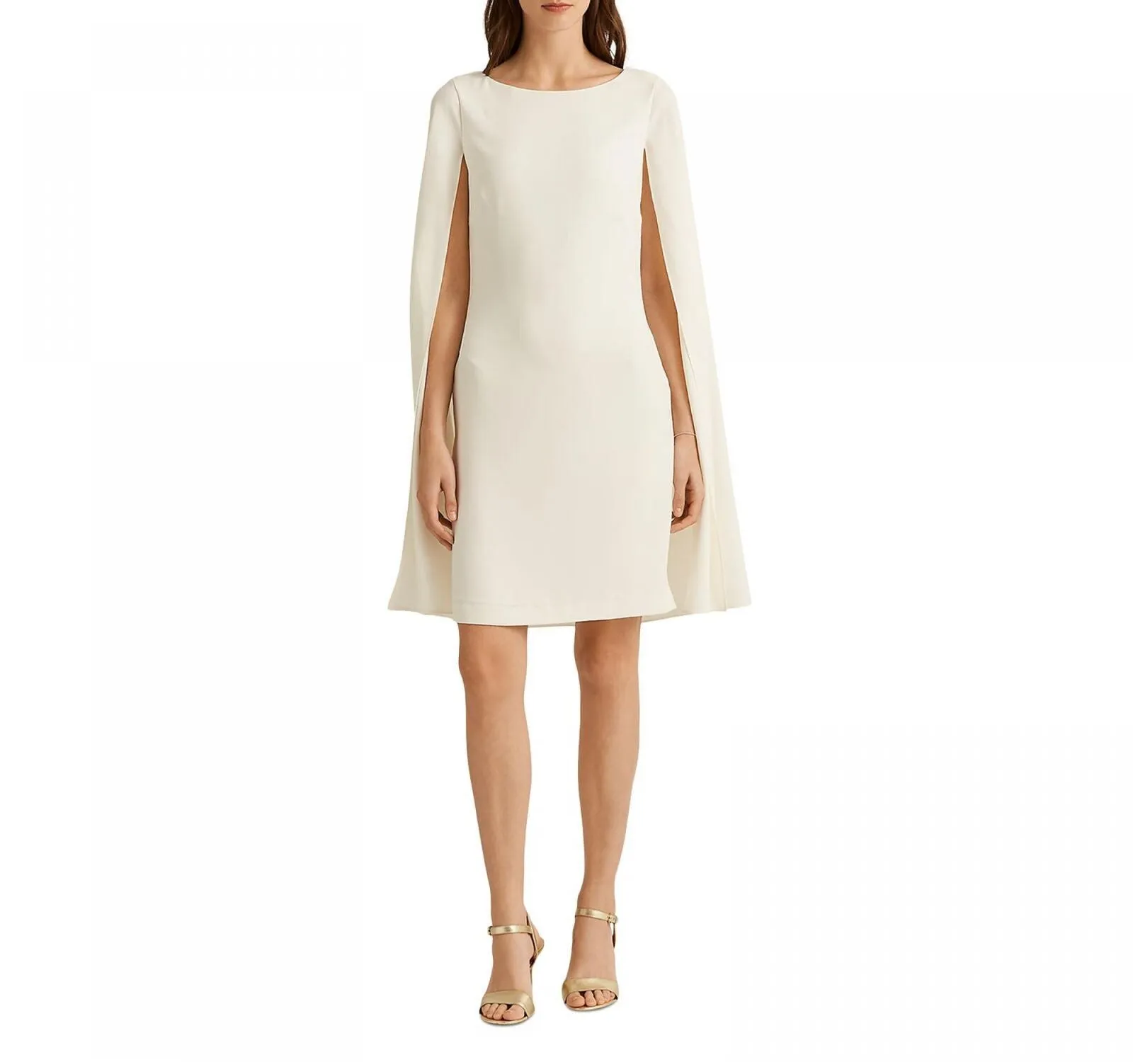 Lauren Ralph Lauren Womens Cape Georgette Cocktail Dress Cream Off White 4