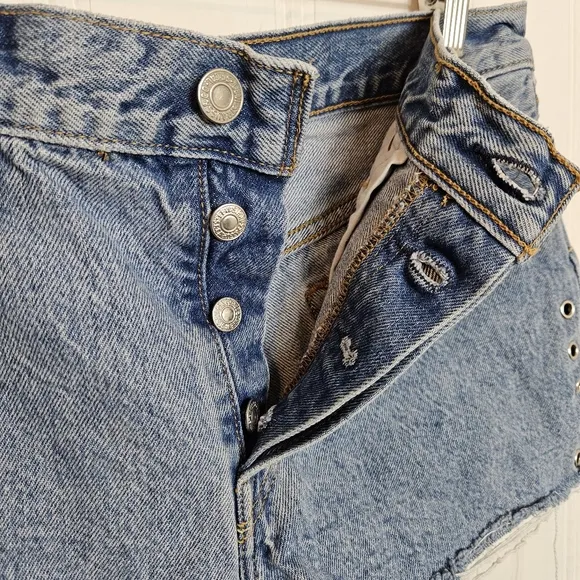 Levi's 501 Jean Shorts Womens Sz 28 Button Fly Distressed Denim Cutoffs