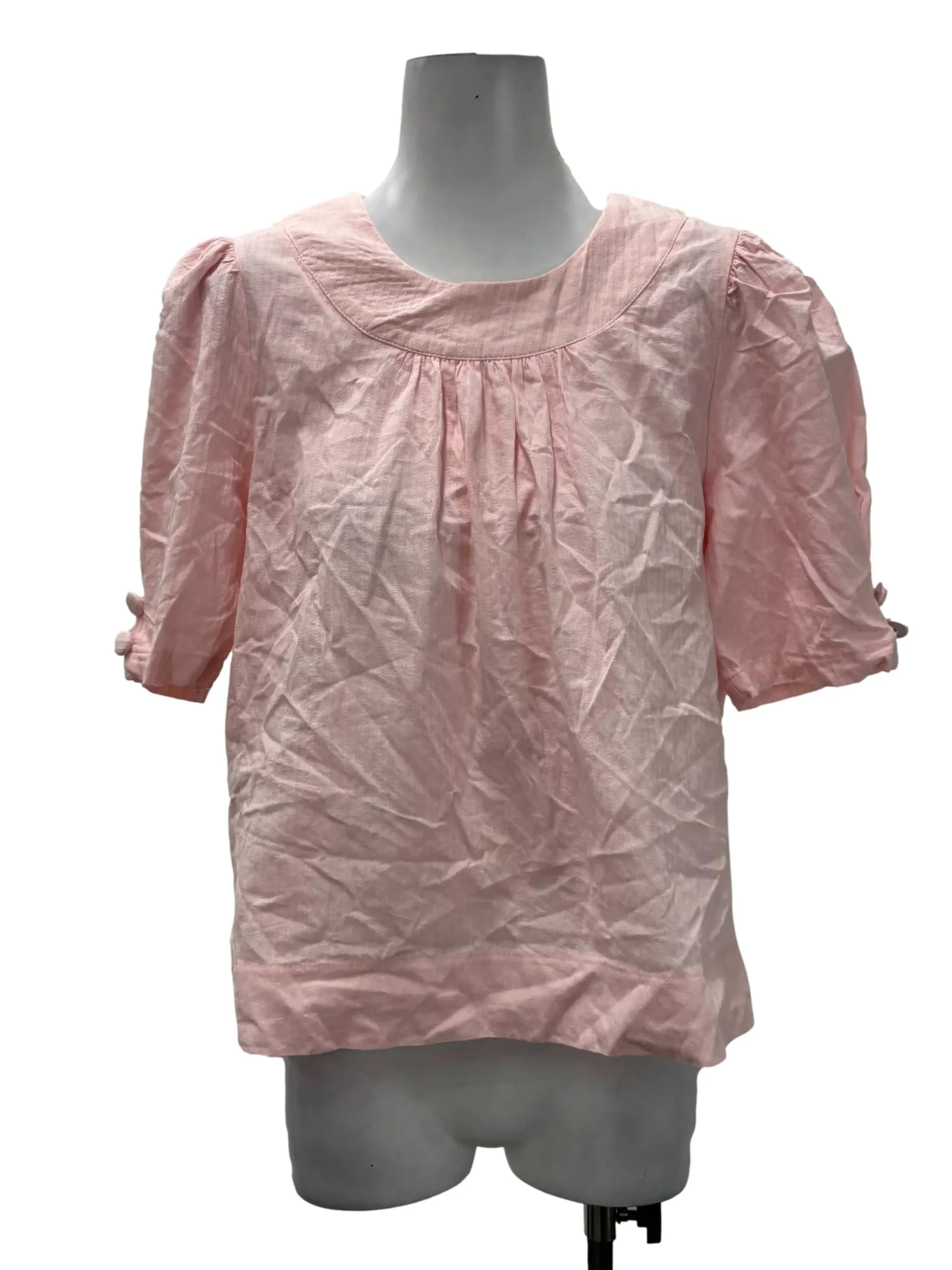Light Pink Roundneck Textured Blouse