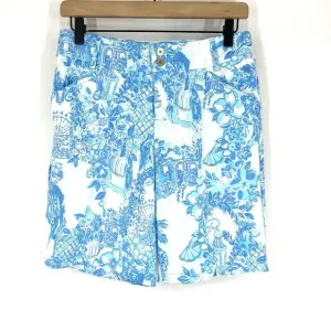 Lilly Pulitzer Shorts Size 6 Womens Blue Luxletic Bettina Pockets Floral Bermuda