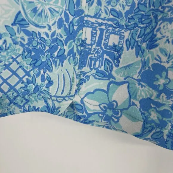 Lilly Pulitzer Shorts Size 6 Womens Blue Luxletic Bettina Pockets Floral Bermuda