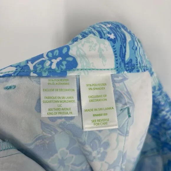 Lilly Pulitzer Shorts Size 6 Womens Blue Luxletic Bettina Pockets Floral Bermuda