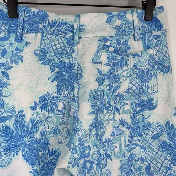 Lilly Pulitzer Shorts Size 6 Womens Blue Luxletic Bettina Pockets Floral Bermuda