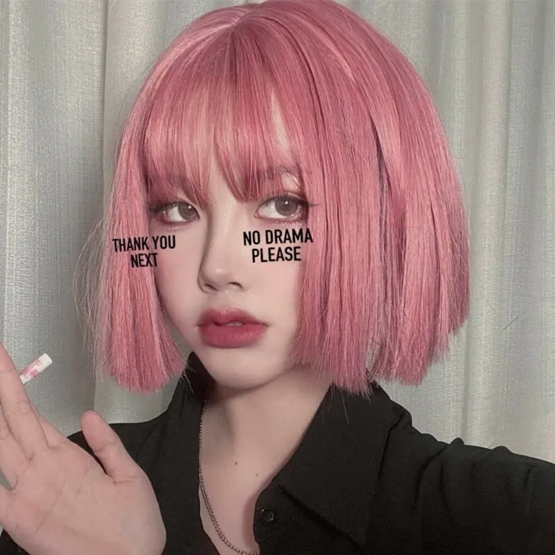 Lolita Pink Short Straight Hair Wig UB6124