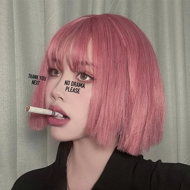 Lolita Pink Short Straight Hair Wig UB6124