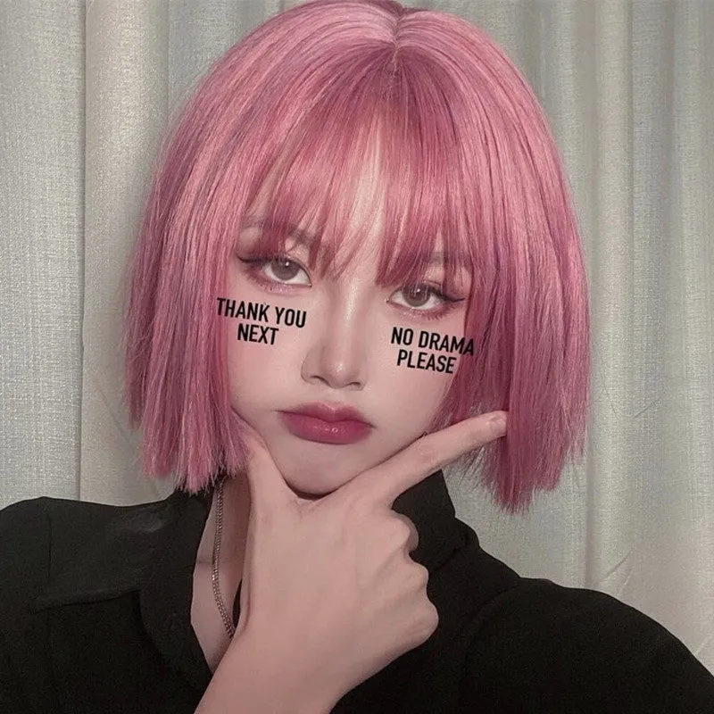 Lolita Pink Short Straight Hair Wig UB6124