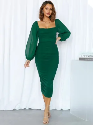 Long Sleeve Backless Midi Dress