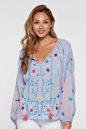 Long Sleeve Embroidered Top
