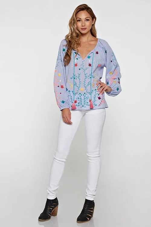 Long Sleeve Embroidered Top