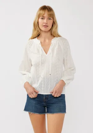 Long Sleeve Floral Stripe V-Split Neck Blouse
