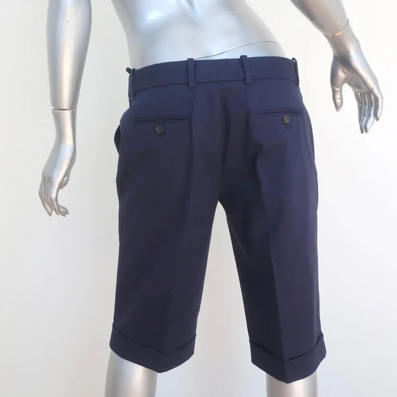 Loro Piana Cuffed Bermuda Shorts Navy Stretch Cotton Size 44 NEW