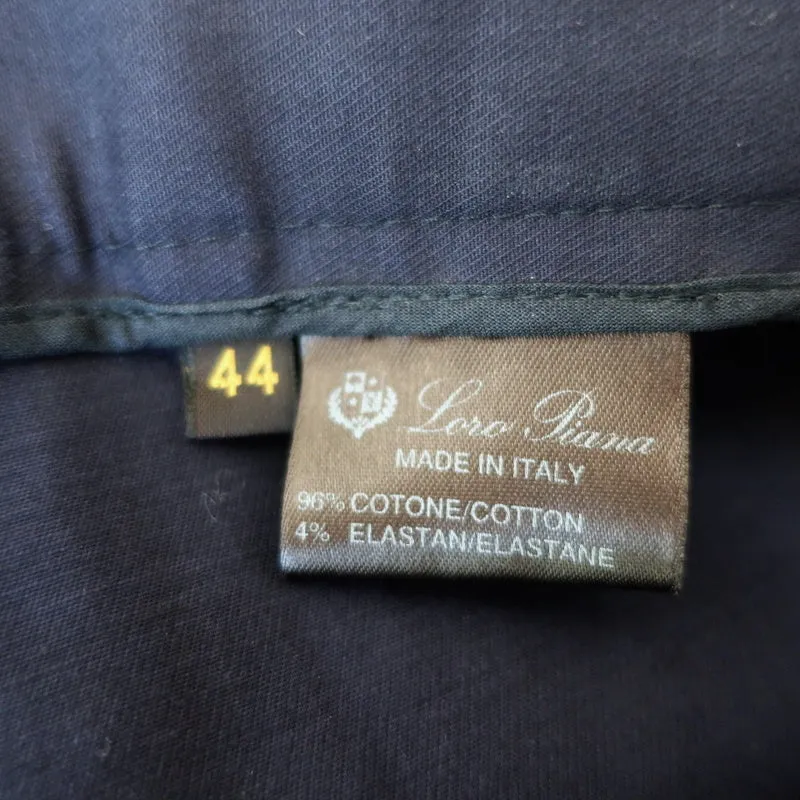 Loro Piana Cuffed Bermuda Shorts Navy Stretch Cotton Size 44 NEW