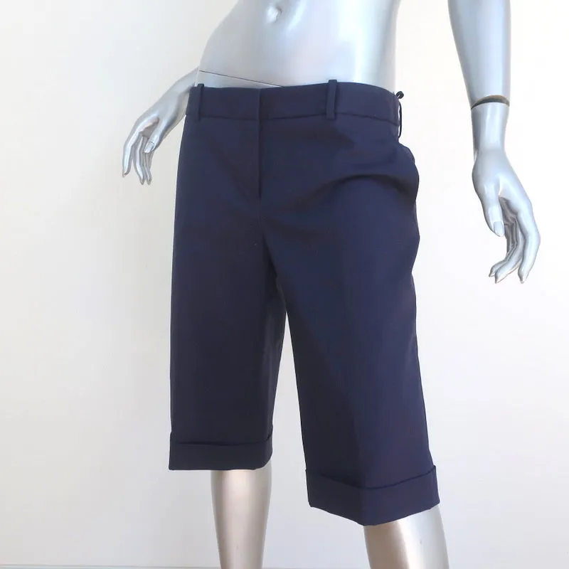 Loro Piana Cuffed Bermuda Shorts Navy Stretch Cotton Size 44 NEW