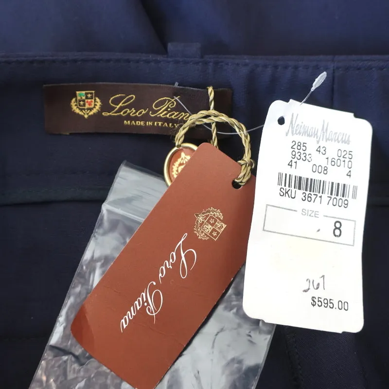 Loro Piana Cuffed Bermuda Shorts Navy Stretch Cotton Size 44 NEW