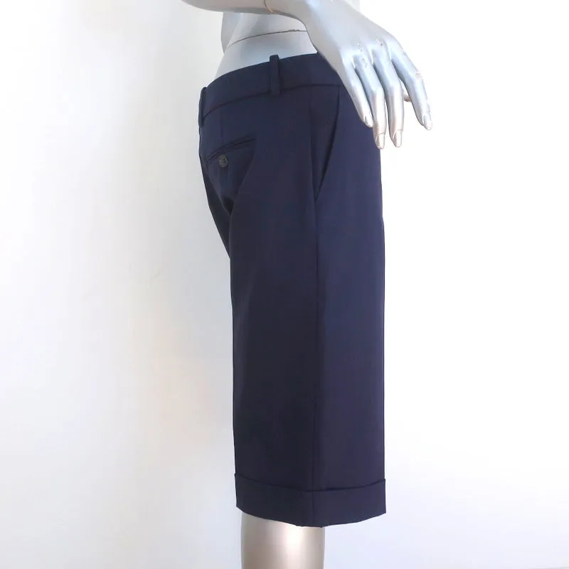 Loro Piana Cuffed Bermuda Shorts Navy Stretch Cotton Size 44 NEW