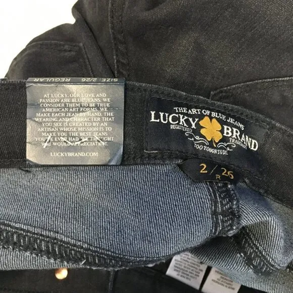 Lucky Brand Charlie Skinny Low Rise Slim Fit Black Jeans Size 2/26 NWT