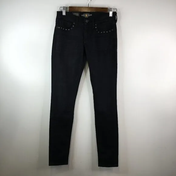 Lucky Brand Charlie Skinny Low Rise Slim Fit Black Jeans Size 2/26 NWT
