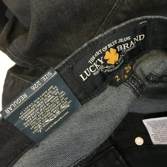 Lucky Brand Charlie Skinny Low Rise Slim Fit Black Jeans Size 2/26 NWT