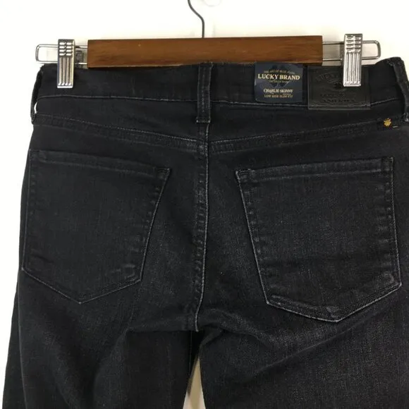 Lucky Brand Charlie Skinny Low Rise Slim Fit Black Jeans Size 2/26 NWT