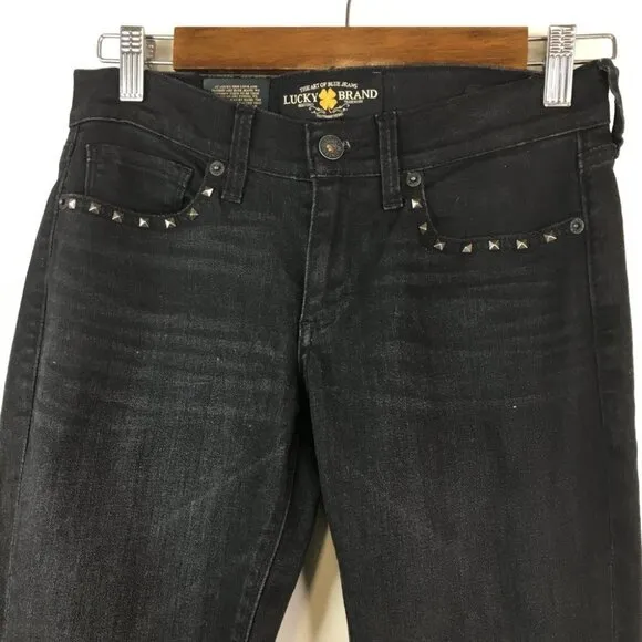 Lucky Brand Charlie Skinny Low Rise Slim Fit Black Jeans Size 2/26 NWT