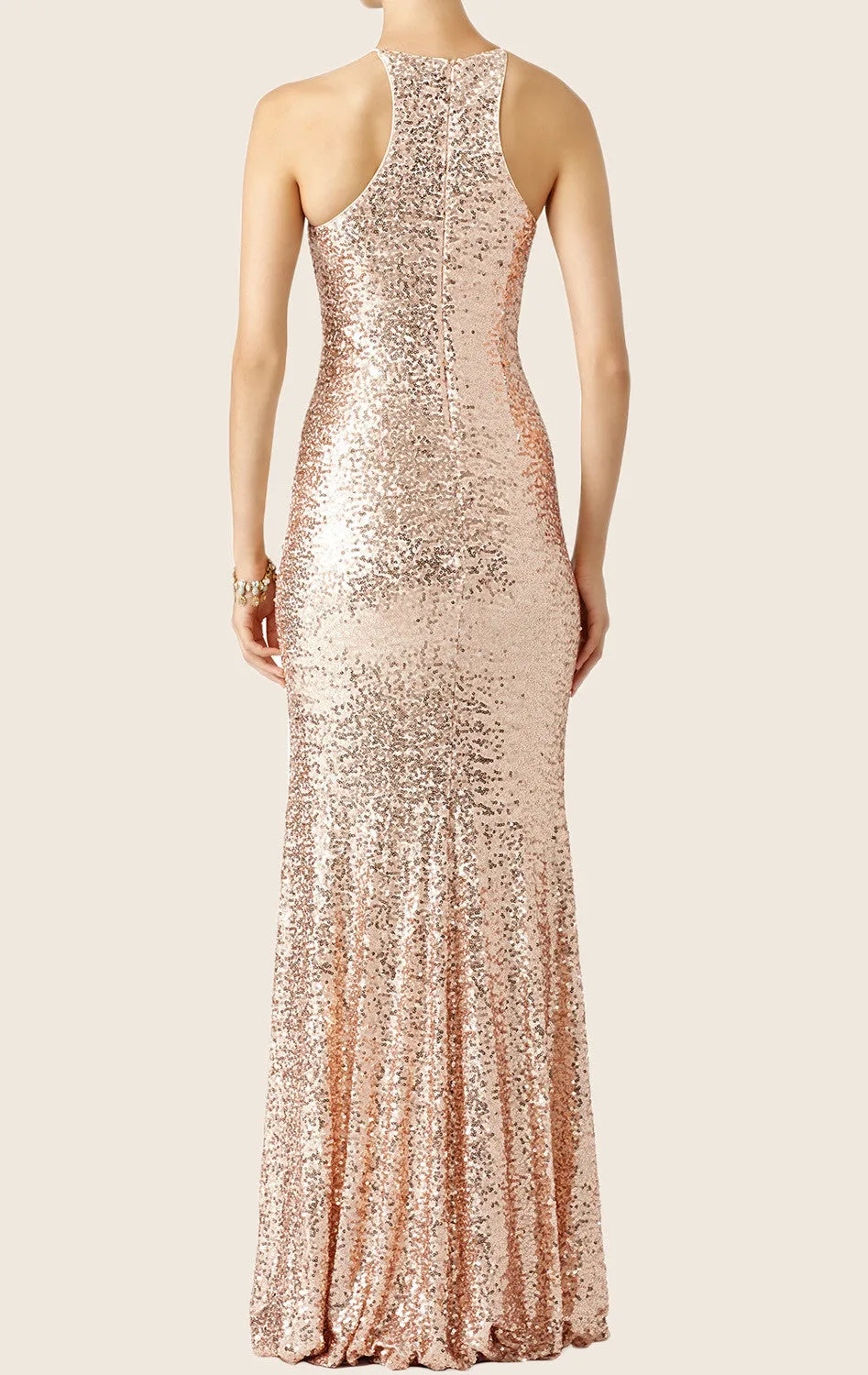 MACloth Sheath Spaghetti Straps Sequin Formal Gown Long Bridesmaid Dress