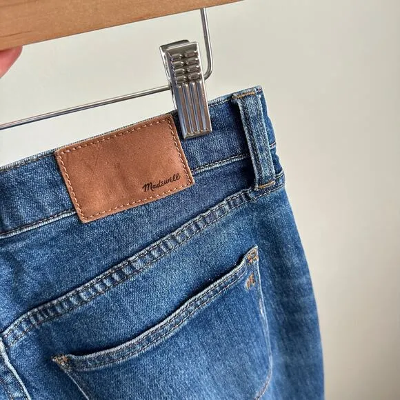 Madewell The Slim Boyjean Ripped Mid Rise Straight Leg Jeans Blue 25