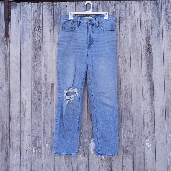 Madewell Womens Size 28 The  Perfect Vintage Straight Jean Distressed High Rise