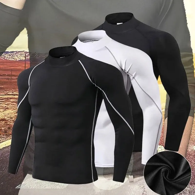Men's High Collar Quick-drying Long Sleeve Sport Top