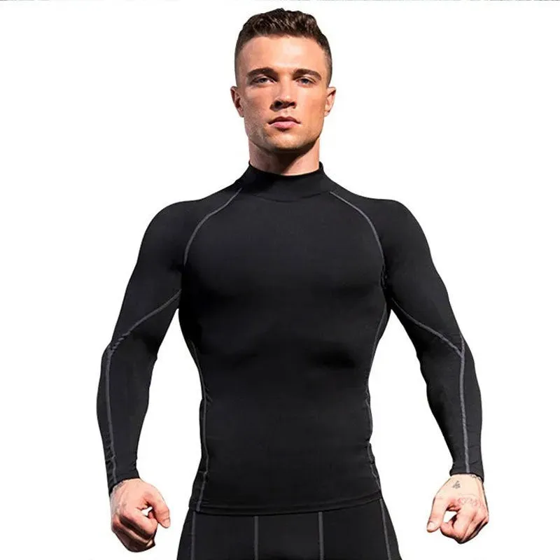 Men's High Collar Quick-drying Long Sleeve Sport Top