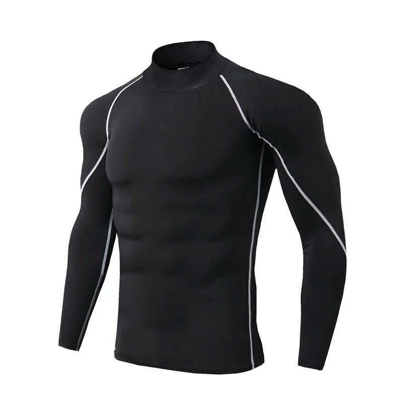 Men's High Collar Quick-drying Long Sleeve Sport Top