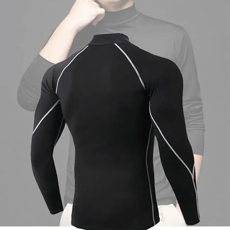 Men's High Collar Quick-drying Long Sleeve Sport Top