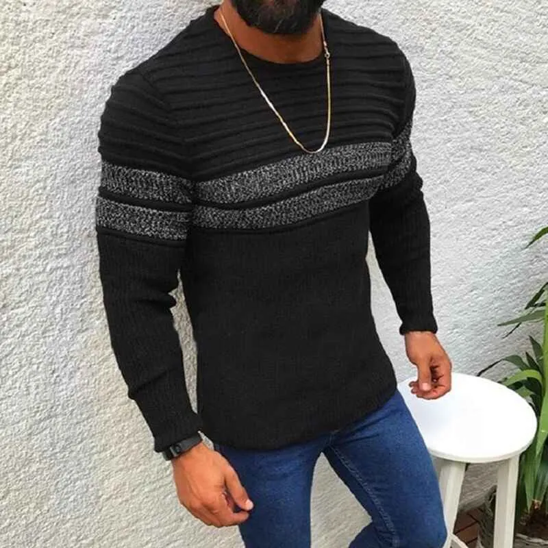 Men's Slim Fit Crewneck Pullover Sweater Winter Casual Chunky Cable Knit Comfort Heavy Long Sleeve Sweaters G070
