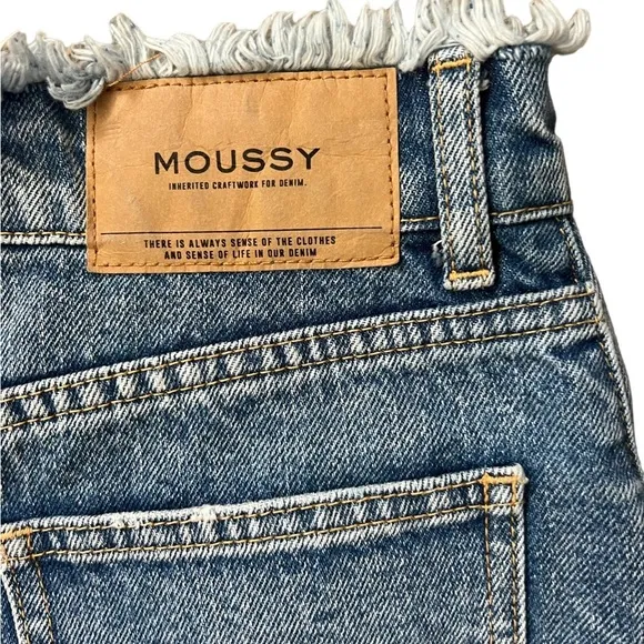 Moussy High Waisted Frayed Hem Cut Off Denim Shorts Size 2