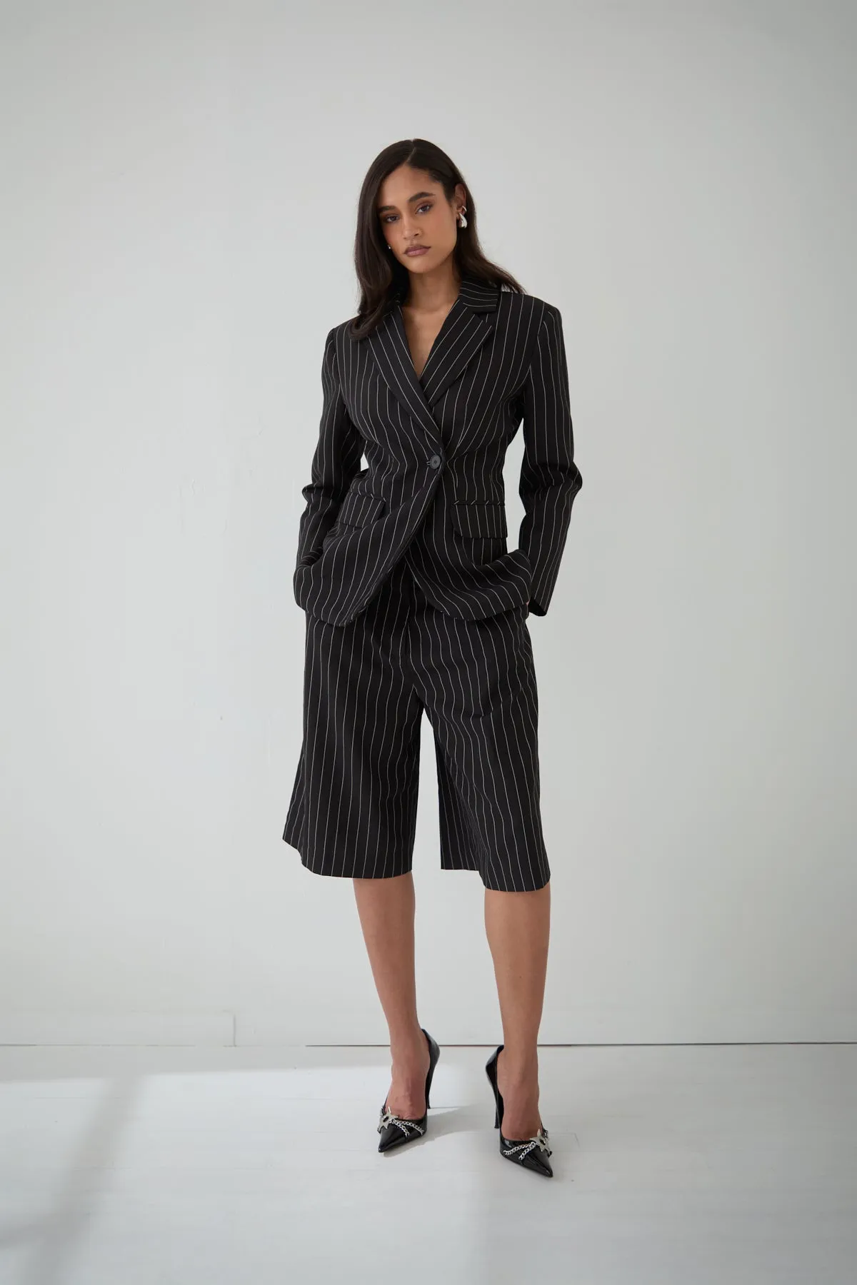 NADINE pinstripe bermuda shorts