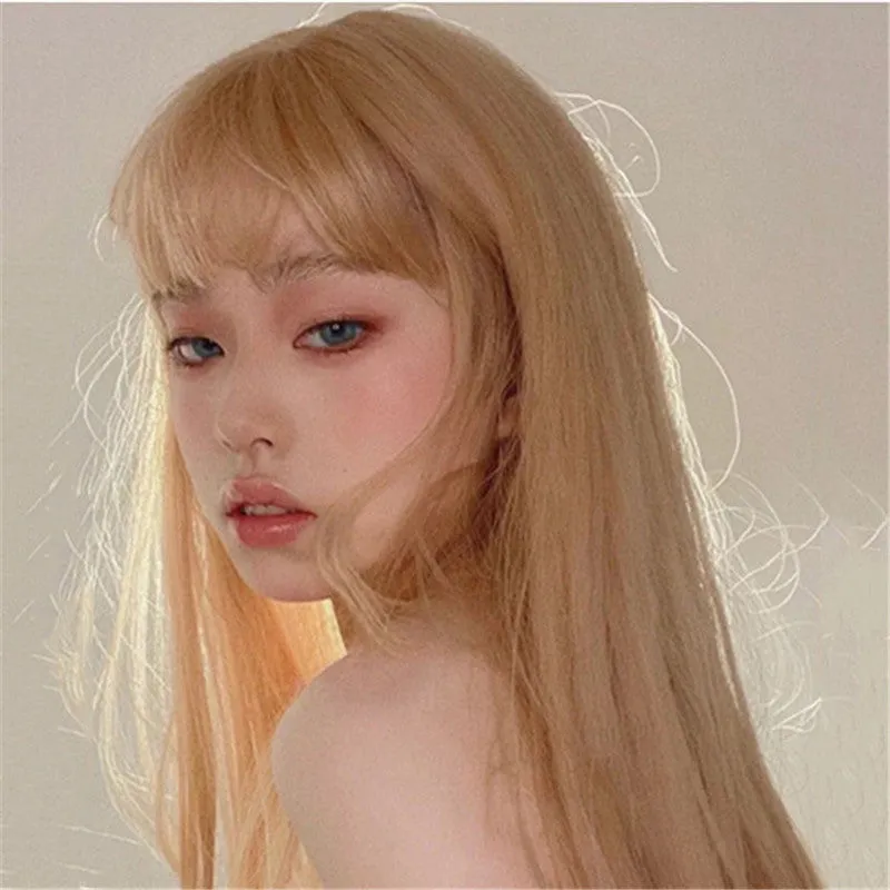 Natural Bangs Blonde Long Straight Wig ER5877