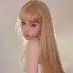 Natural Bangs Blonde Long Straight Wig ER5877