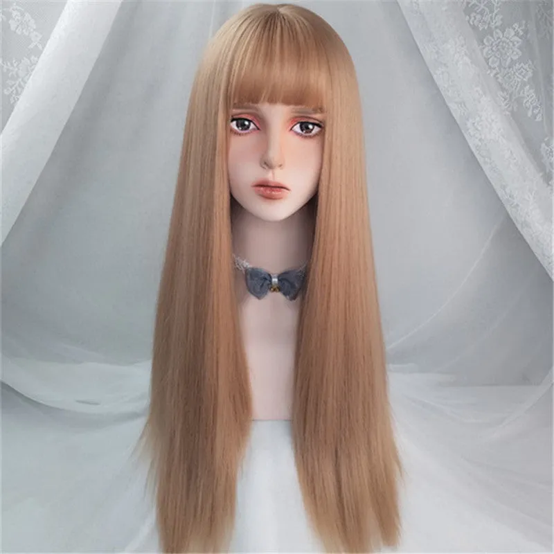 Natural Bangs Blonde Long Straight Wig ER5877