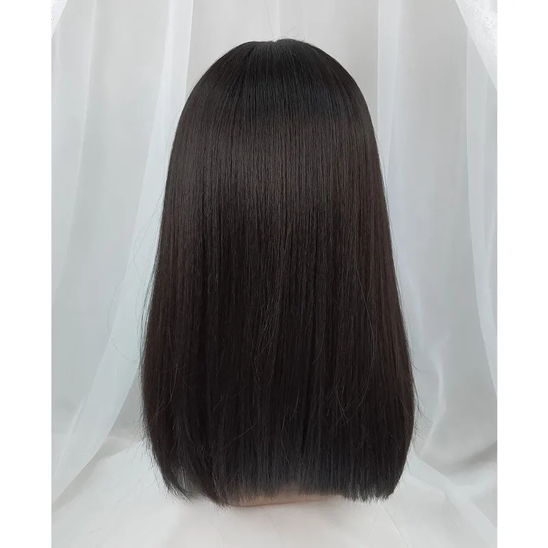 NATURAL BANGS BROWN BLACK LONG STRAIGHT WIG UB3280