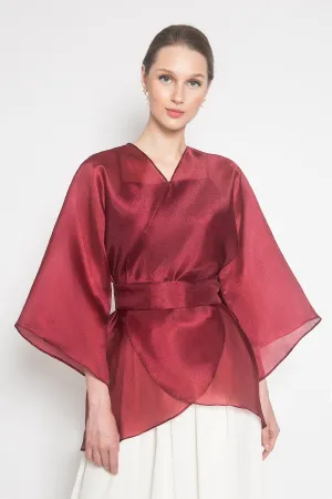 Naura Organza Outer Top in Maroon