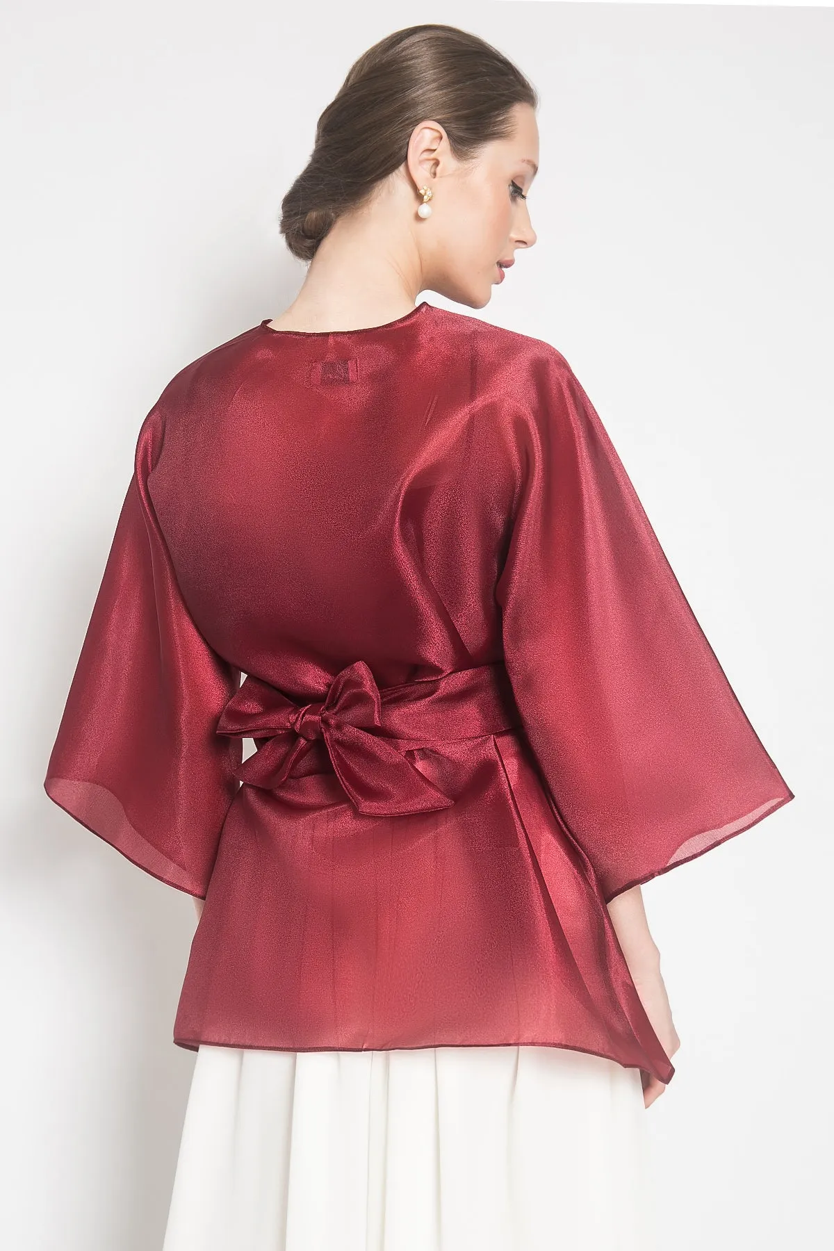Naura Organza Outer Top in Maroon