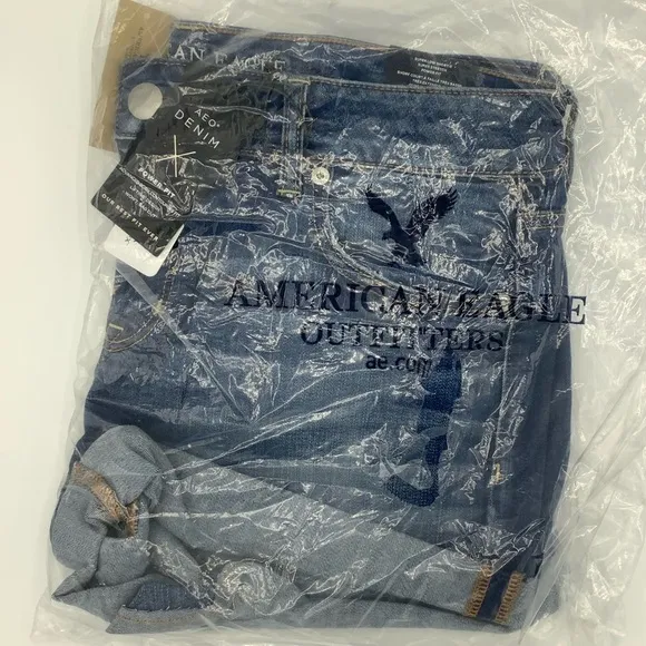 New American Eagle Denim X Super Low Shortie Shorts - 16