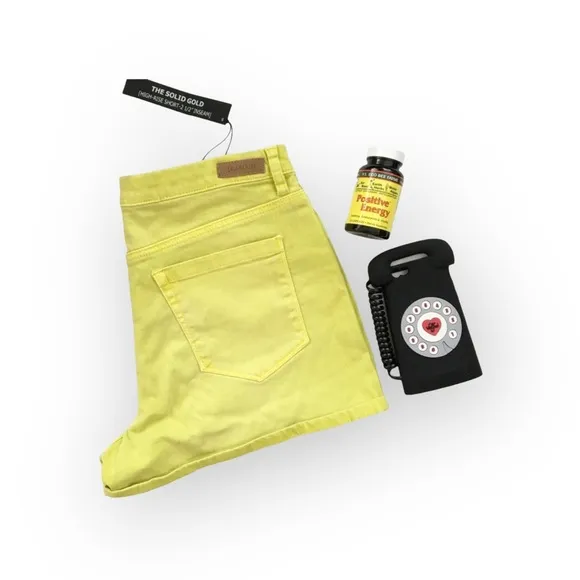 new Blank NYC ★ The Solid Gold Stretch Denim Short ★ Assid Lime Neon Yellow ★ 31