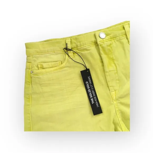 new Blank NYC ★ The Solid Gold Stretch Denim Short ★ Assid Lime Neon Yellow ★ 31
