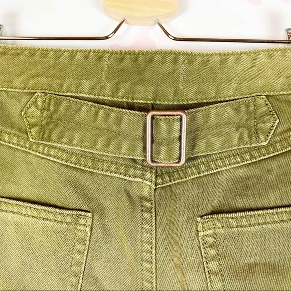 NEW Free People High Rise Distressed Button Fly Olive Army Green Denim Shorts 26